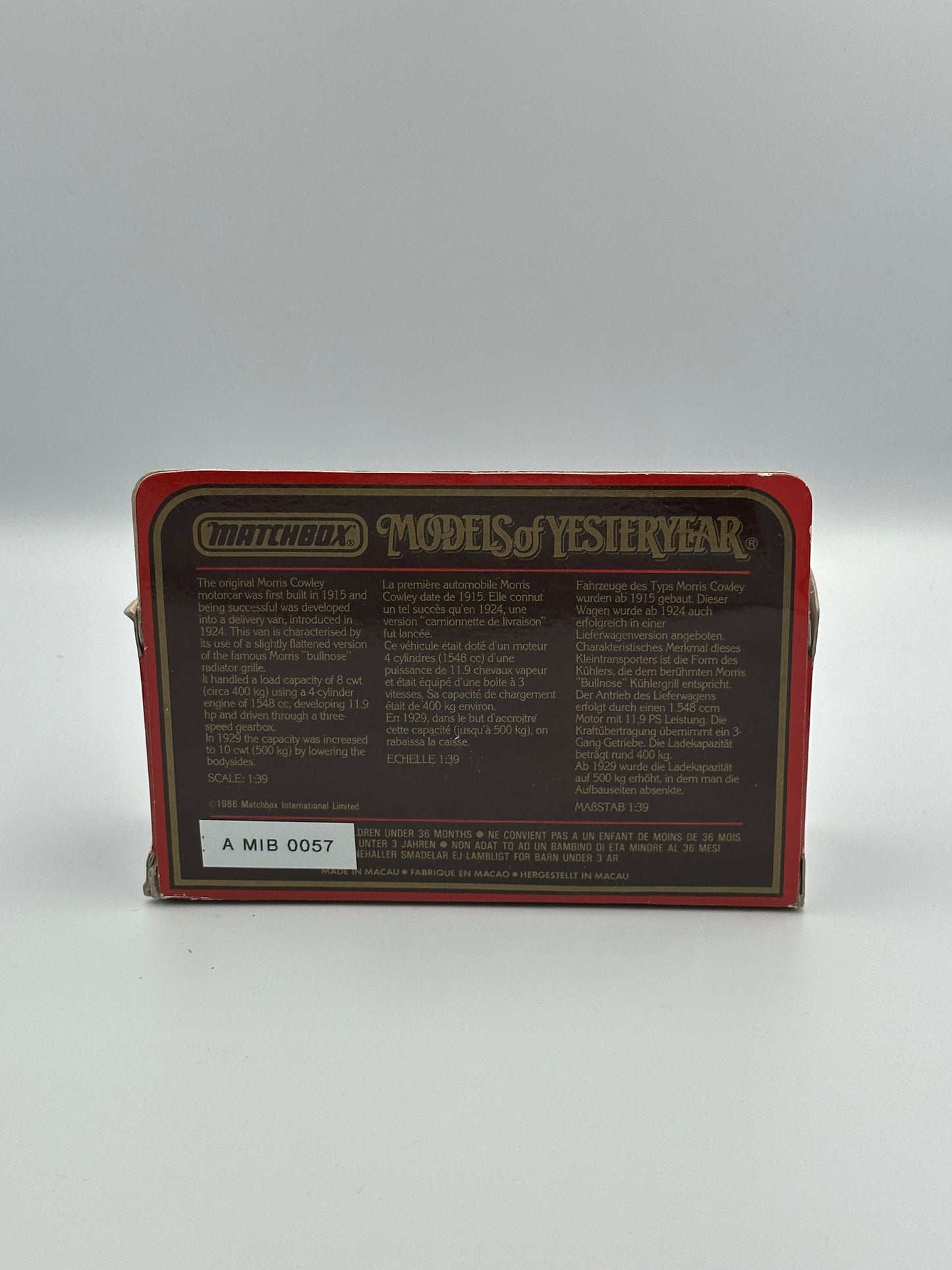 Matchbox Models of Yesteryear 1929 Morris Cowley Van Brasso Metal Polish