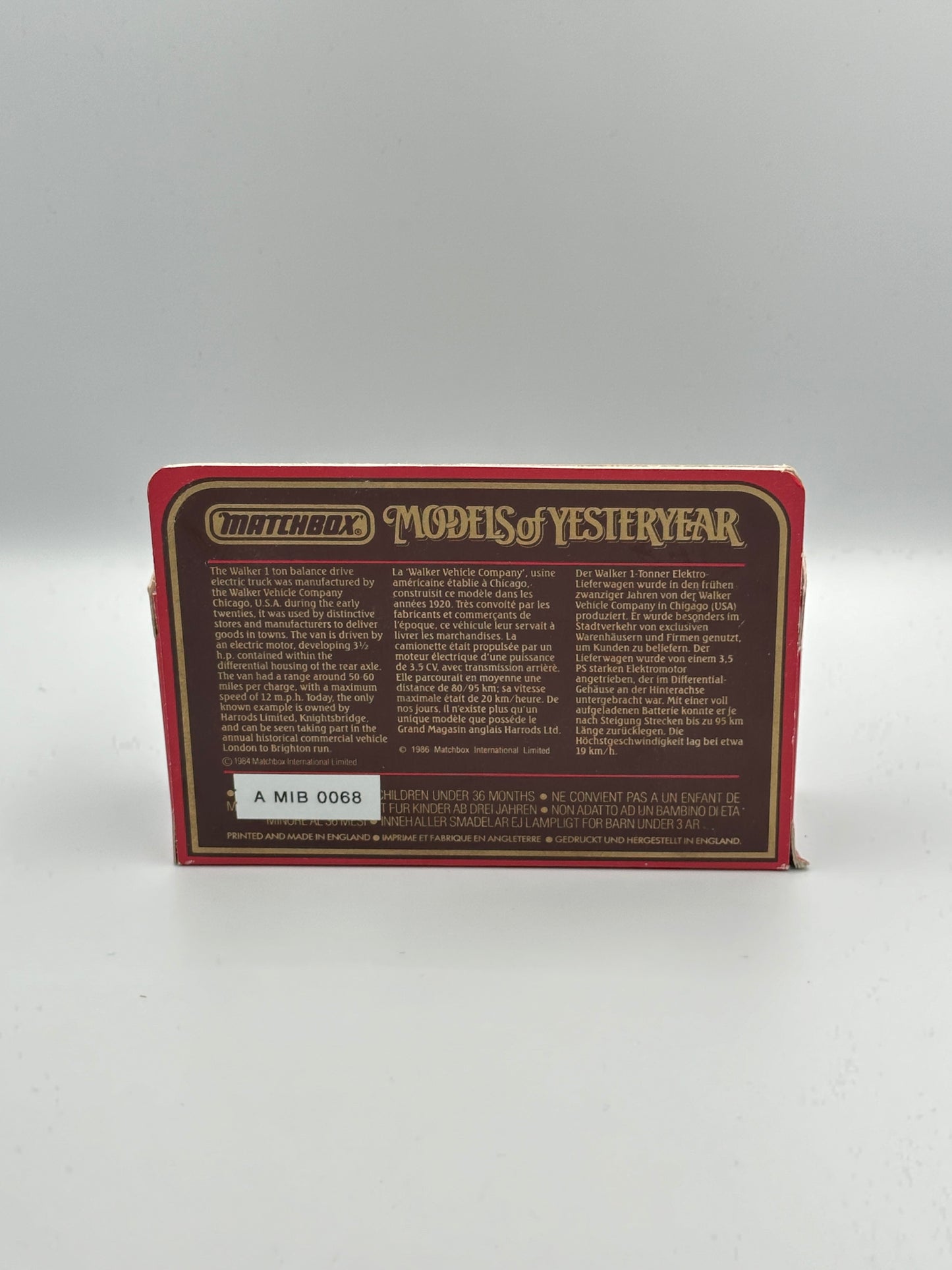 Matchbox Models of Yesteryear 1919 Walker Electric Van Joseph Lucas Ltd.