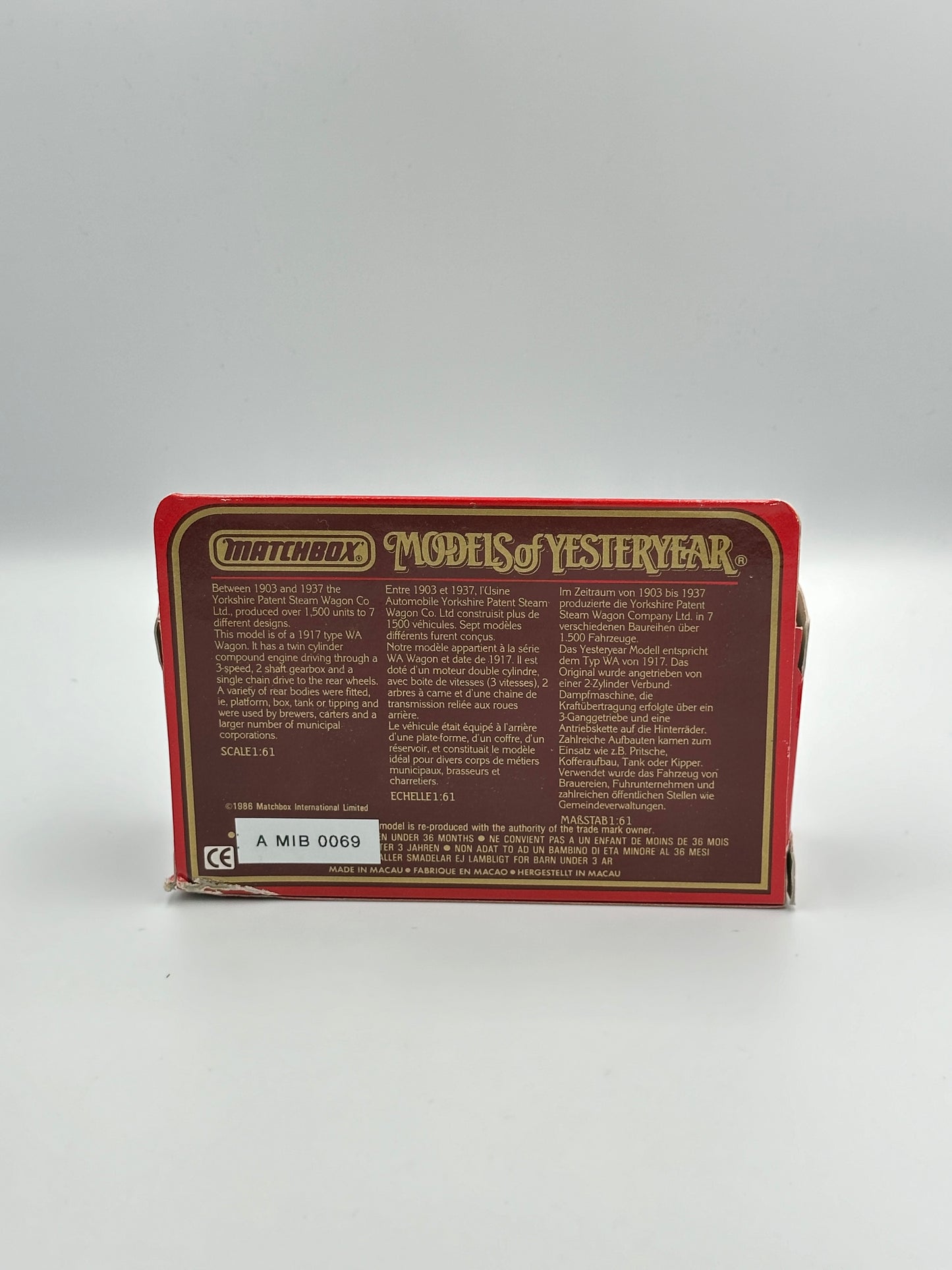 Matchbox Models of Yesteryear 1917 Yorkshire Steam Wagon William Prichard