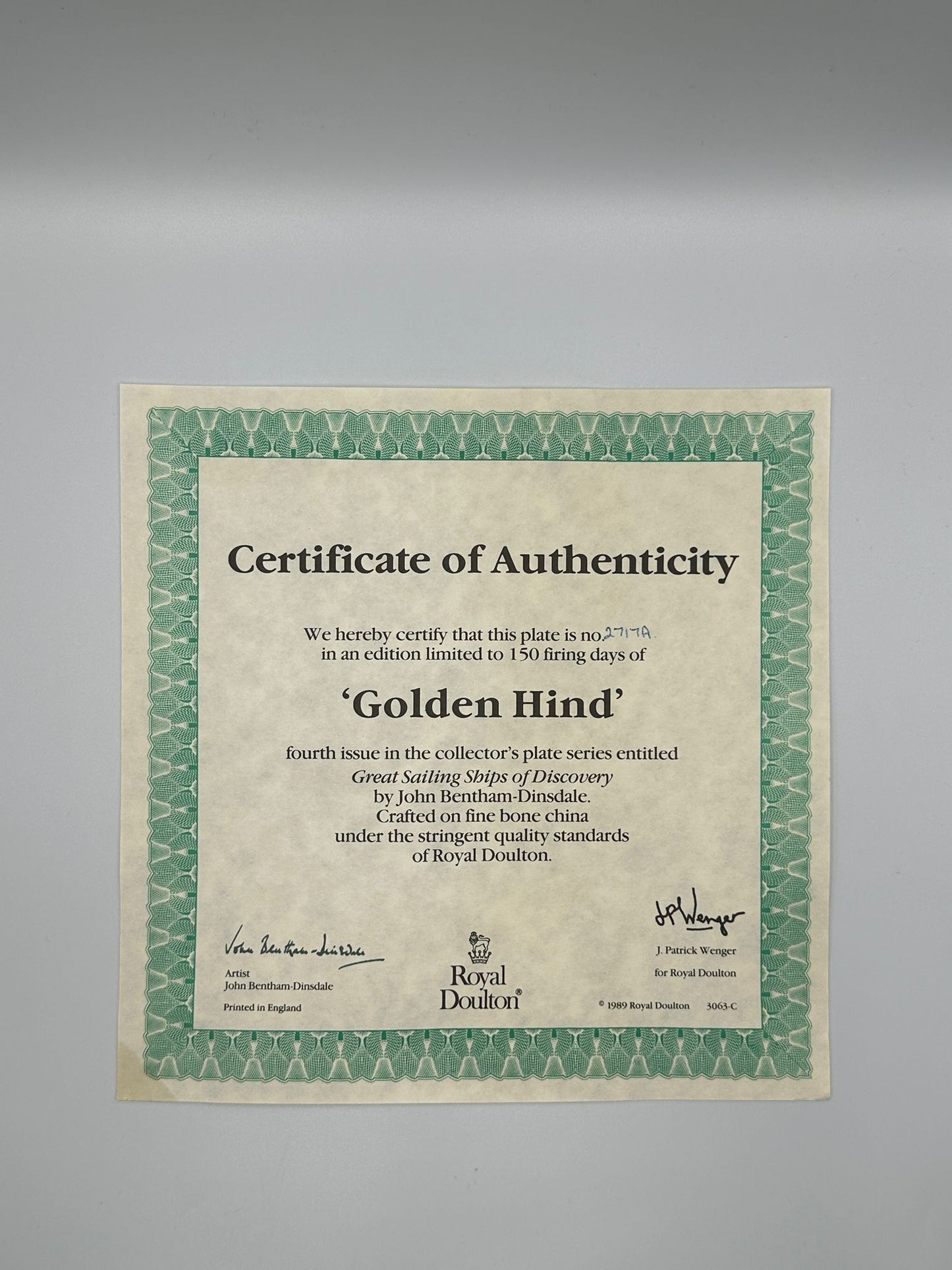 Royal Doulton Collector Plate – “Golden Hind” (1989)