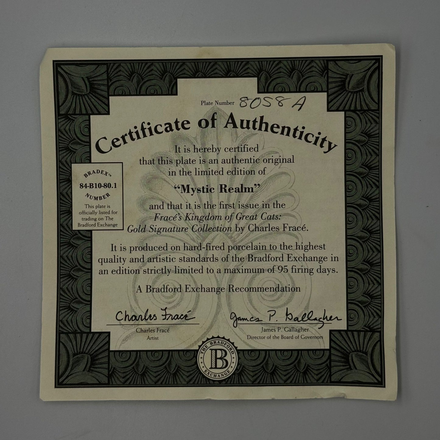 THE BRADFORD LIMITED EDITION COLLECTORS PLATE + BOX + COA "MYSTIC REALM"