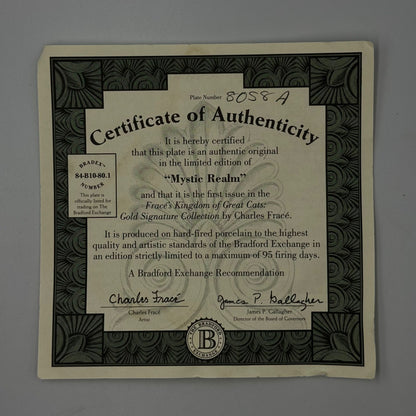 THE BRADFORD LIMITED EDITION COLLECTORS PLATE + BOX + COA "MYSTIC REALM"
