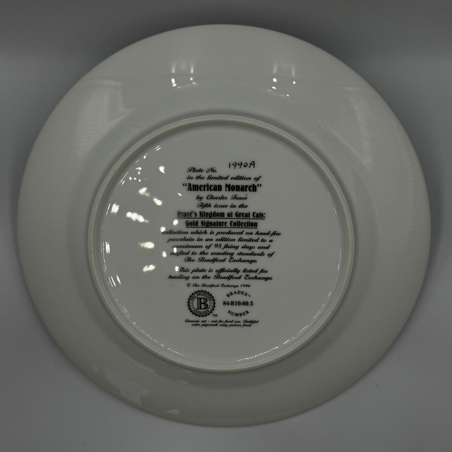 THE BRADFORD LIMITED EDITION COLLECTORS PLATE + BOX + COA "AMERICAN MONARCH"