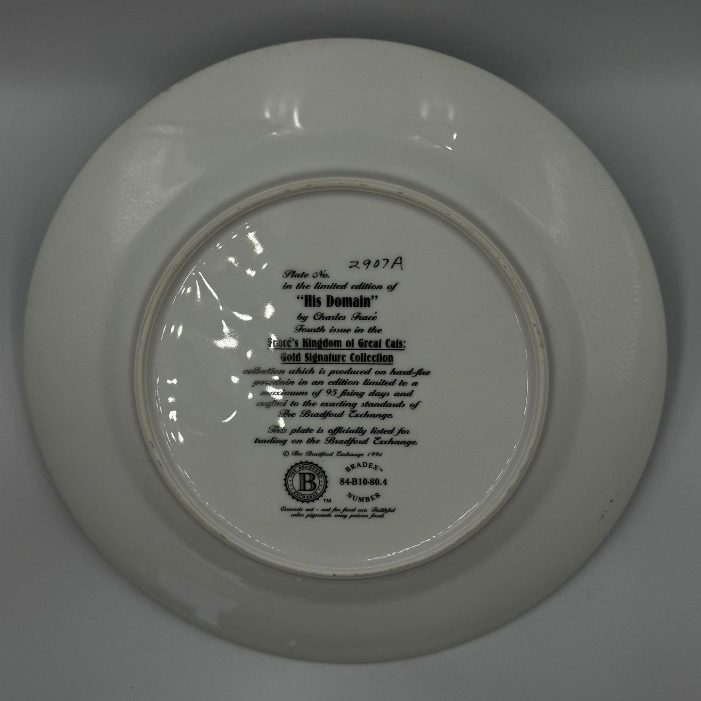 THE BRADFORD LIMITED EDITION COLLECTORS PLATE + BOX + COA "HIS DOMAIN"