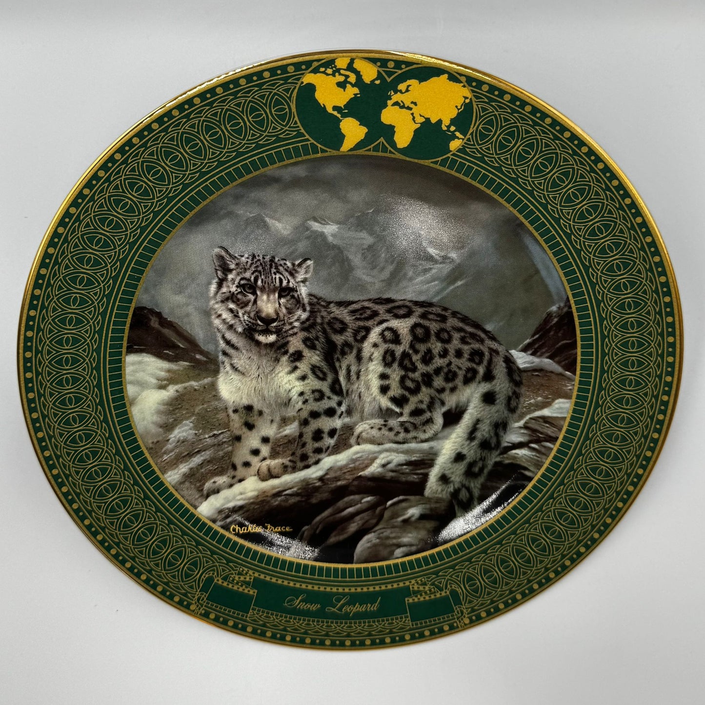 THE BRADFORD LIMITED EDITION COLLECTORS PLATE + BOX + COA "SNOW LEOPARD"