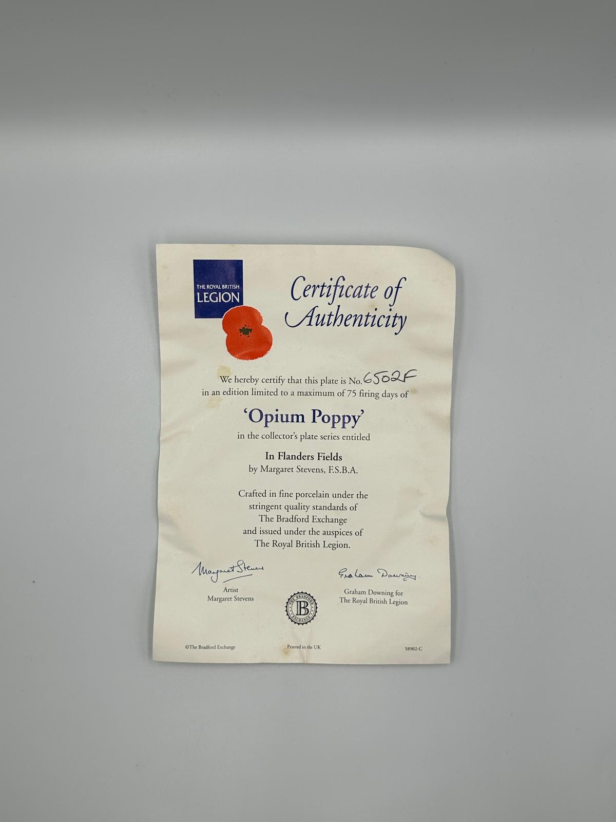 Royal British Legion Collector Plate – “Opium Poppy”