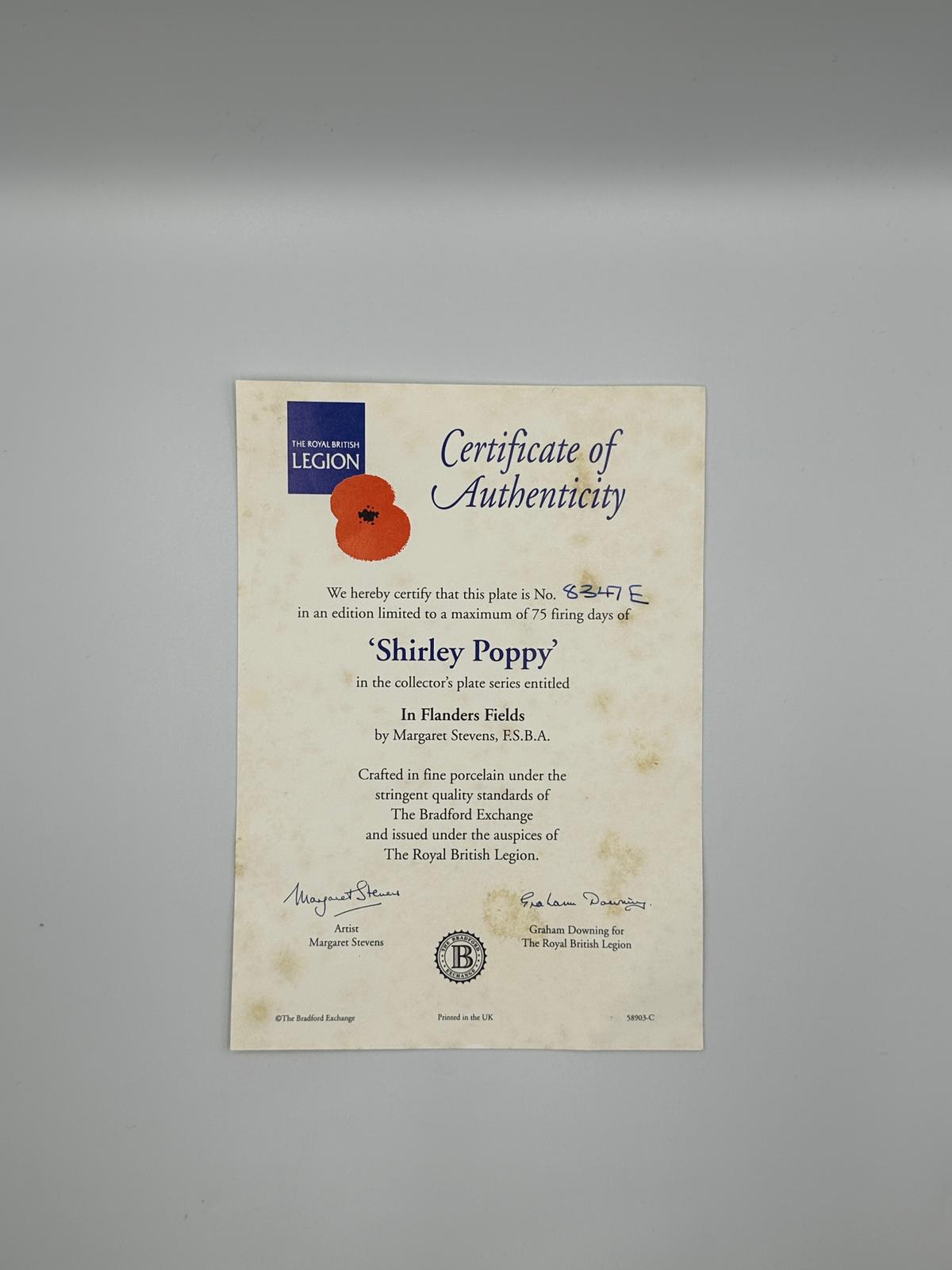 Royal British Legion Collector Plate – “Shirley Poppy”